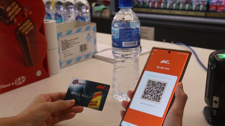 BHPetrol eCard member card mobile app points earning and redemption at counter