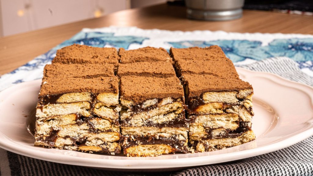 Traditional Malay dessert cake batik with cocoa powder