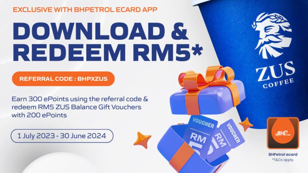 ZUS coffee redemption voucher and promo BHPetrol eCard app